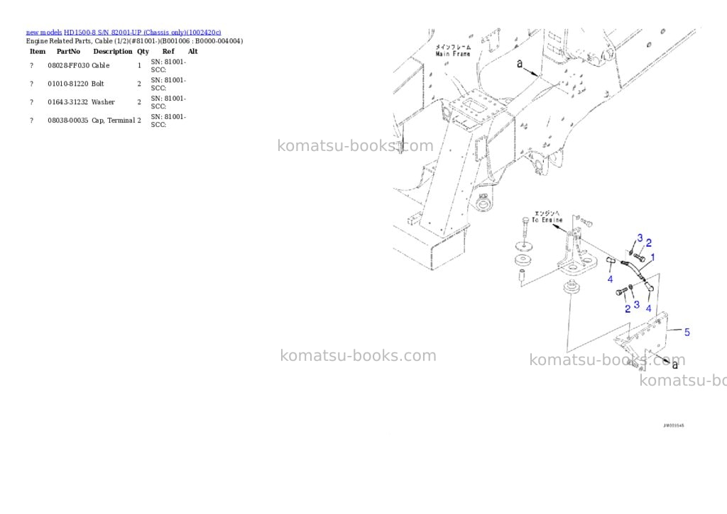 Komatsu HD1500-8 S/N 82001-UP (Chassis only) Parts catalog cover Page 6 Komatsu HD1500-8 S/N 82001-UP (Chassis only) Parts catalog cover Page 6
