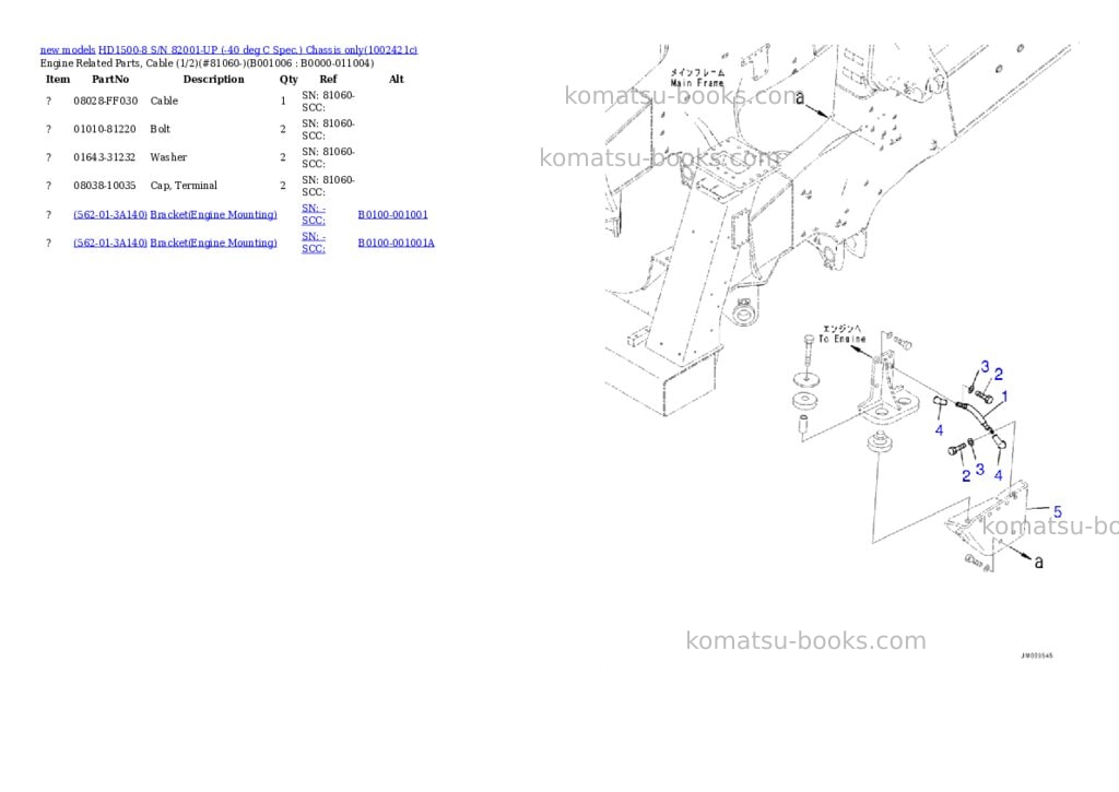 Komatsu HD1500-8 S/N 82001-UP (-40 deg C Spec.) Chassis only Parts catalog cover Page 6