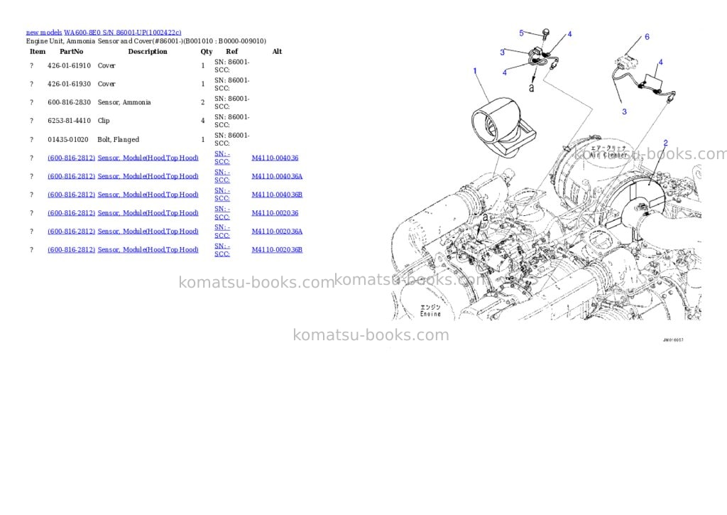 Komatsu WA600-8E0 S/N 86001-UP Parts catalog cover Page 10