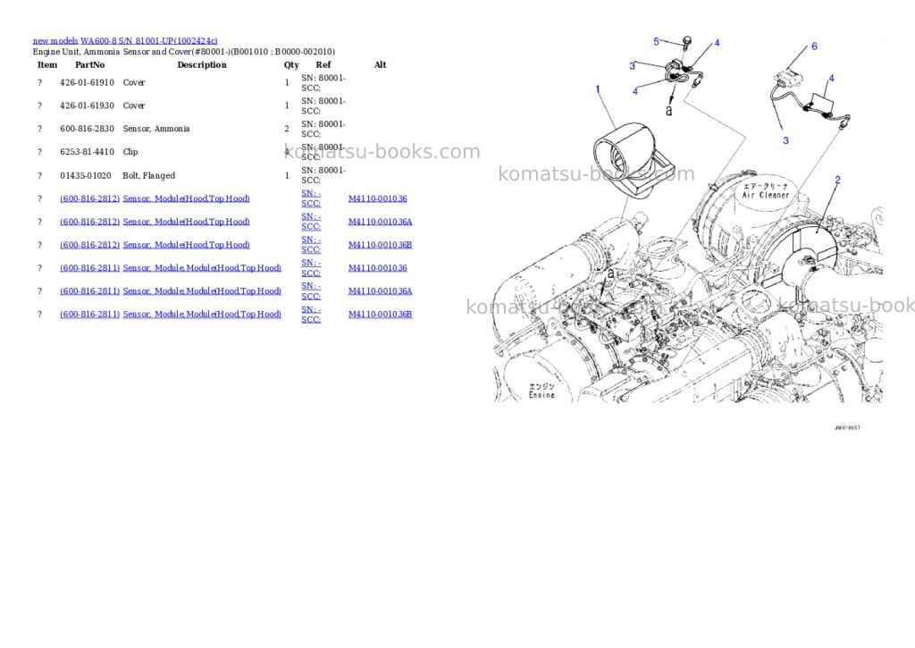Komatsu WA600-8 S/N 81001-UP Parts catalog cover Page 9