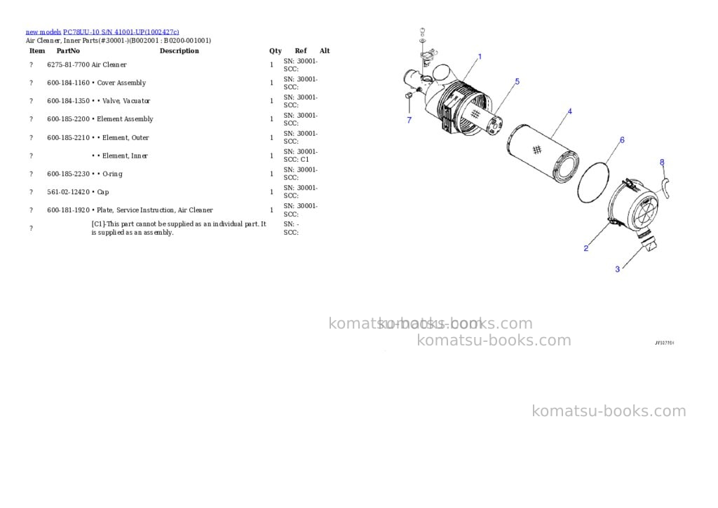 Komatsu PC78UU-10 S/N 41001-UP Parts catalog cover Page 2 Komatsu PC78UU-10 S/N 41001-UP Parts catalog cover Page 2