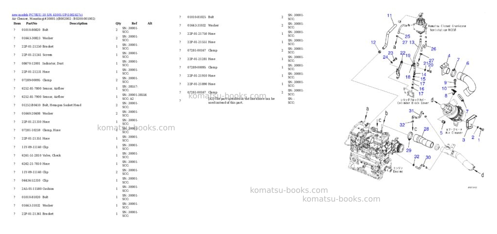 Komatsu PC78UU-10 S/N 41001-UP Parts catalog cover Page 3 Komatsu PC78UU-10 S/N 41001-UP Parts catalog cover Page 3