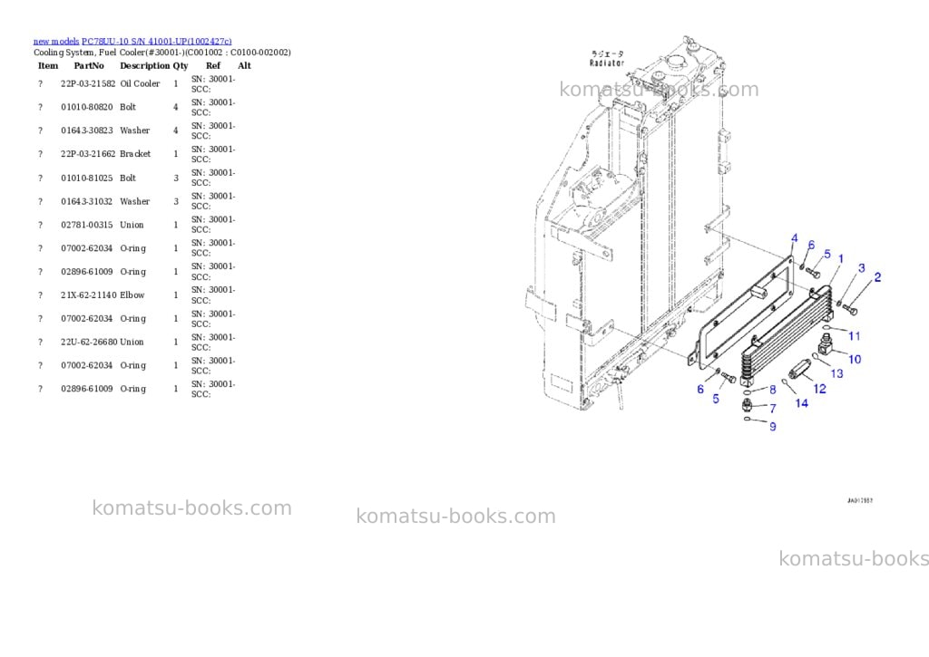 Komatsu PC78UU-10 S/N 41001-UP Parts catalog cover Page 8 Komatsu PC78UU-10 S/N 41001-UP Parts catalog cover Page 8