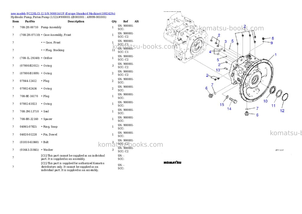 Komatsu PC220LCI-12 S/N 900014-UP (Europe Standard Machine) Parts catalog cover Komatsu PC220LCI-12 S/N 900014-UP (Europe Standard Machine) Parts catalog cover