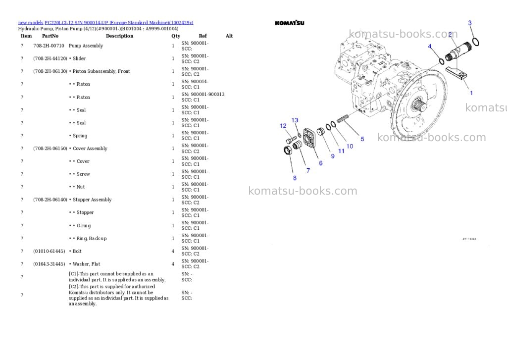 Komatsu PC220LCI-12 S/N 900014-UP (Europe Standard Machine) Parts catalog cover Page 4 Komatsu PC220LCI-12 S/N 900014-UP (Europe Standard Machine) Parts catalog cover Page 4