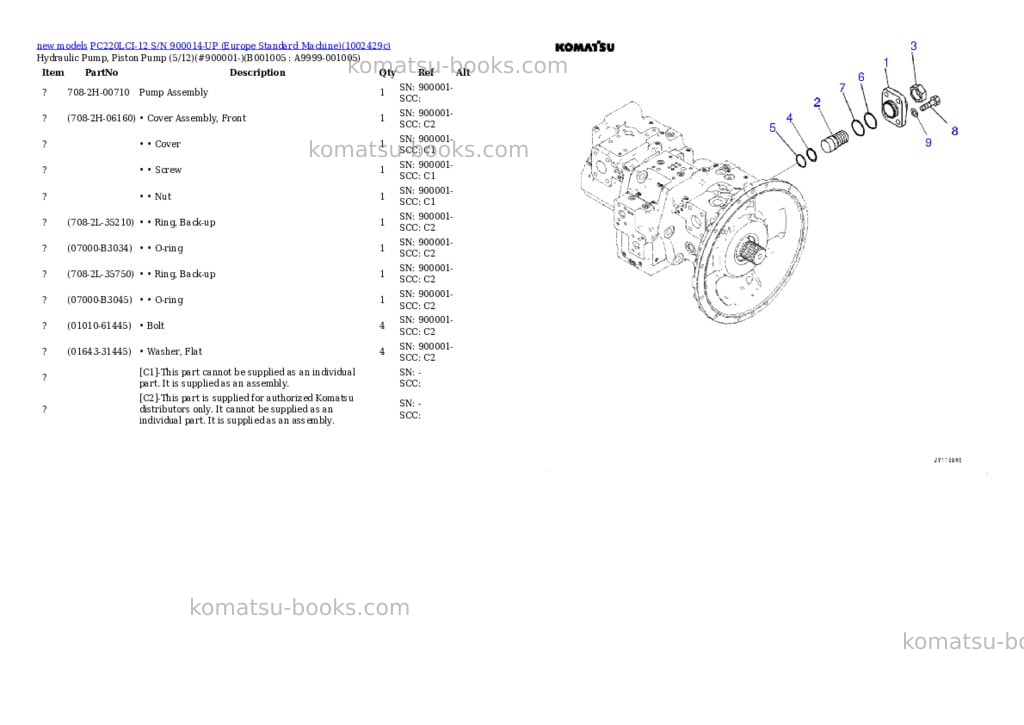 Komatsu PC220LCI-12 S/N 900014-UP (Europe Standard Machine) Parts catalog cover Page 5 Komatsu PC220LCI-12 S/N 900014-UP (Europe Standard Machine) Parts catalog cover Page 5