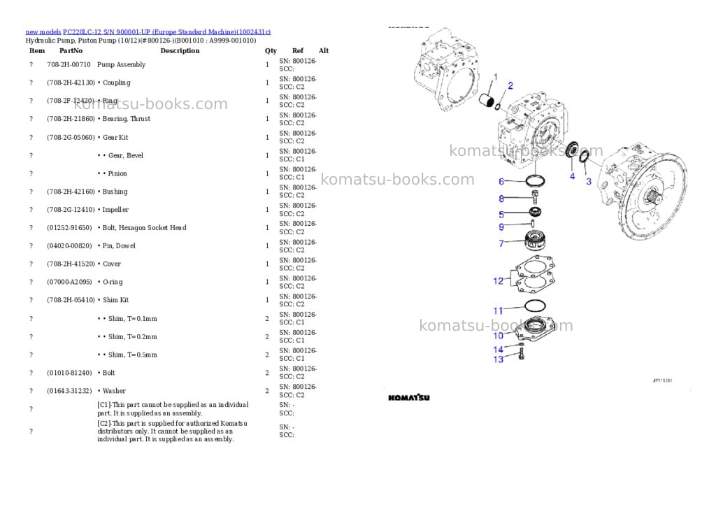 Komatsu PC220LC-12 S/N 900001-UP (Europe Standard Machine) Parts catalog cover Page 10