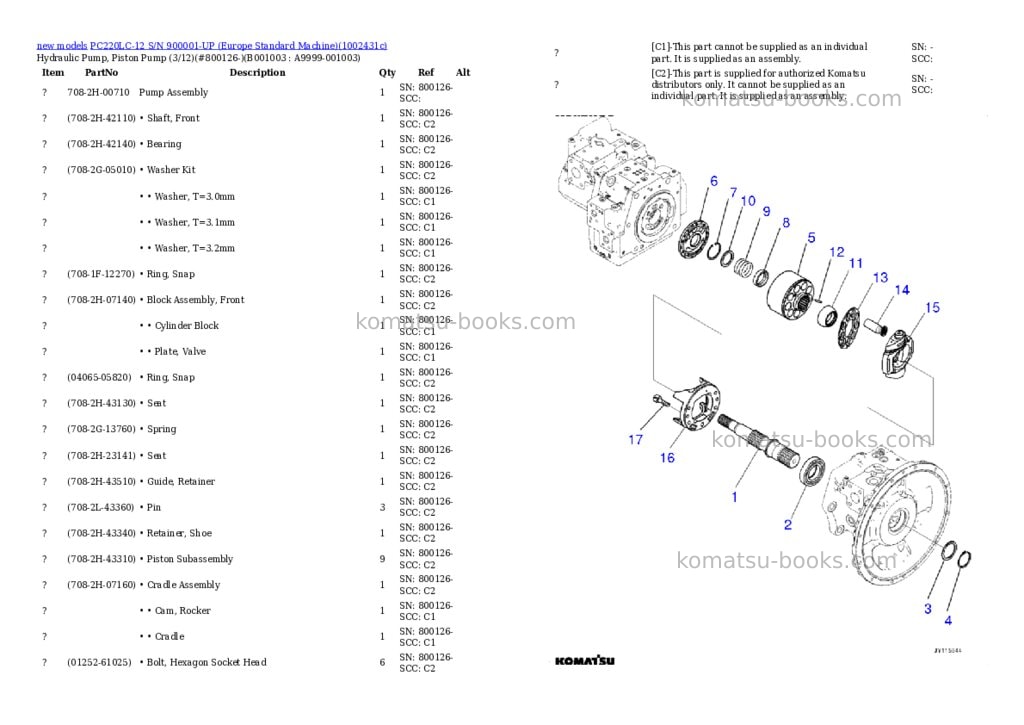 Komatsu PC220LC-12 S/N 900001-UP (Europe Standard Machine) Parts catalog cover Page 3