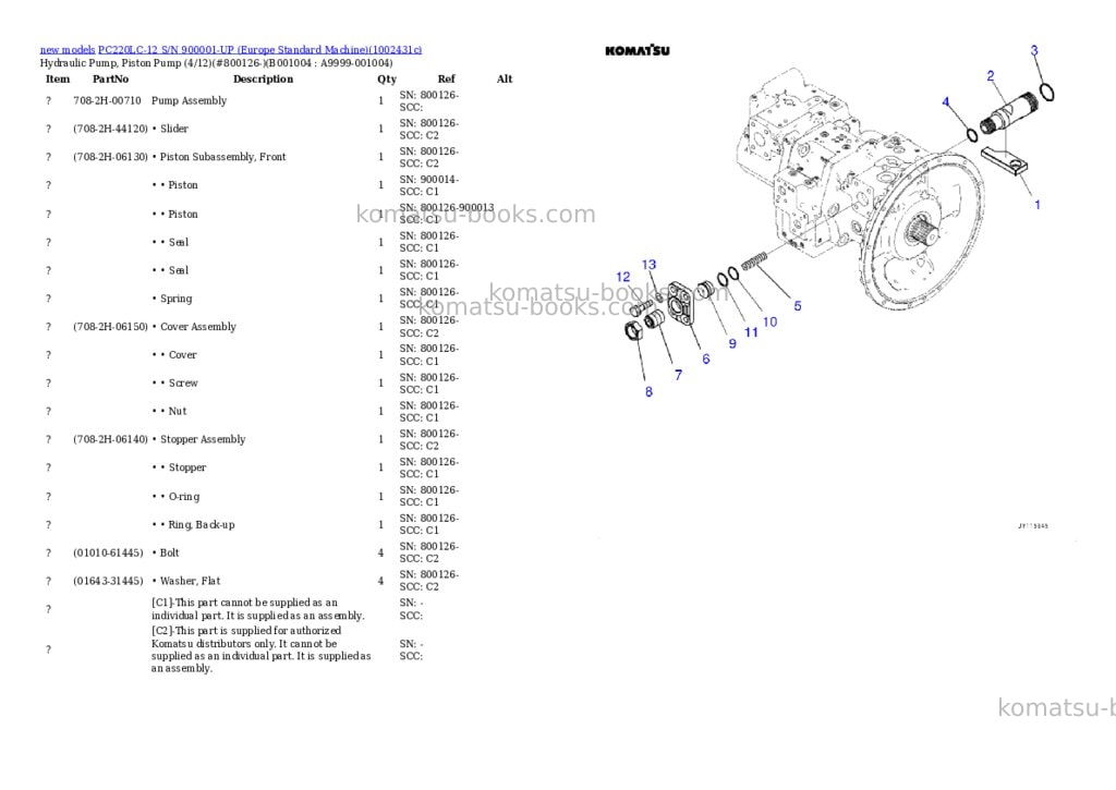 Komatsu PC220LC-12 S/N 900001-UP (Europe Standard Machine) Parts catalog cover Page 4