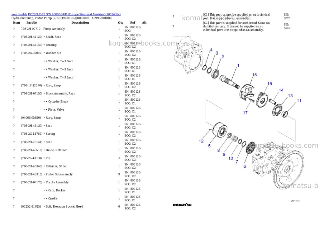 Komatsu PC220LC-12 S/N 900001-UP (Europe Standard Machine) Parts catalog cover Page 7