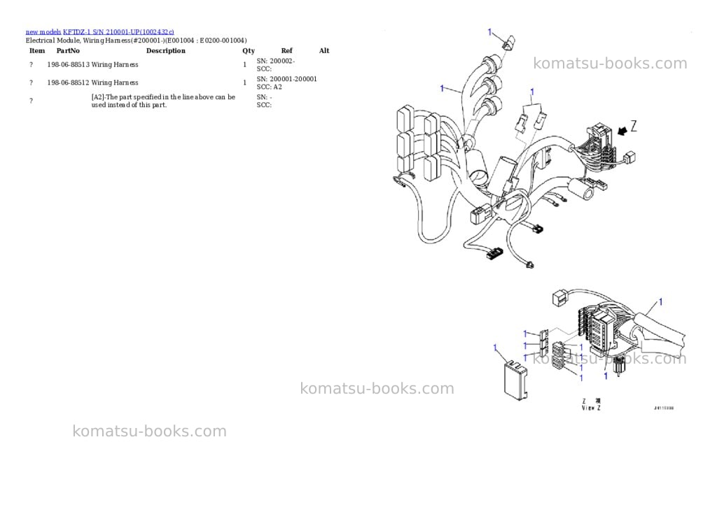 Komatsu KFTDZ-1 S/N 210001-UP Parts catalog cover Page 4 Komatsu KFTDZ-1 S/N 210001-UP Parts catalog cover Page 4