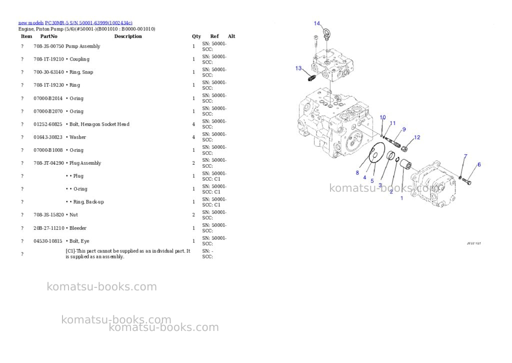 Komatsu PC30MR-5 S/N 50001-63999 Parts catalog cover Page 10 Komatsu PC30MR-5 S/N 50001-63999 Parts catalog cover Page 10