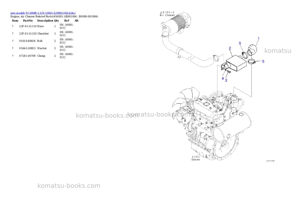 Komatsu PC30MR-5 S/N 50001-63999 Parts catalog cover Page 4 Komatsu PC30MR-5 S/N 50001-63999 Parts catalog cover Page 4