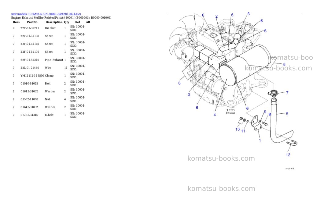 Komatsu PC35MR-5 S/N 30001-34999 Parts catalog cover Page 3 Komatsu PC35MR-5 S/N 30001-34999 Parts catalog cover Page 3