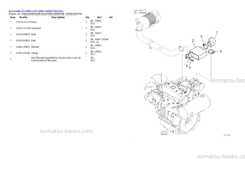 Komatsu PC35MR-5 S/N 30001-34999 Parts catalog cover Page 4 Komatsu PC35MR-5 S/N 30001-34999 Parts catalog cover Page 4