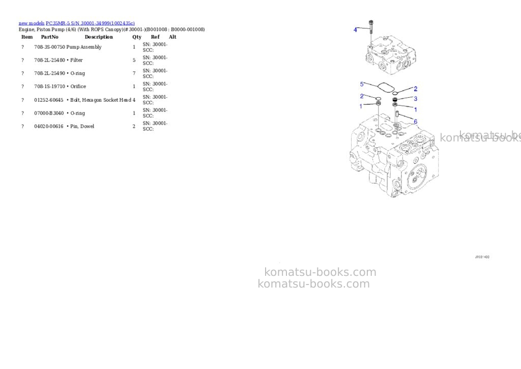 Komatsu PC35MR-5 S/N 30001-34999 Parts catalog cover Page 8 Komatsu PC35MR-5 S/N 30001-34999 Parts catalog cover Page 8
