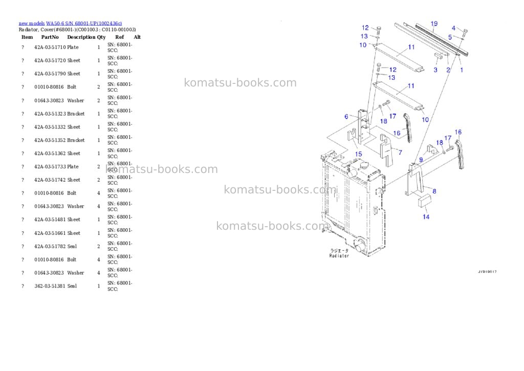 Komatsu WA50-6 S/N 68001-UP Parts catalog cover Page 10 Komatsu WA50-6 S/N 68001-UP Parts catalog cover Page 10