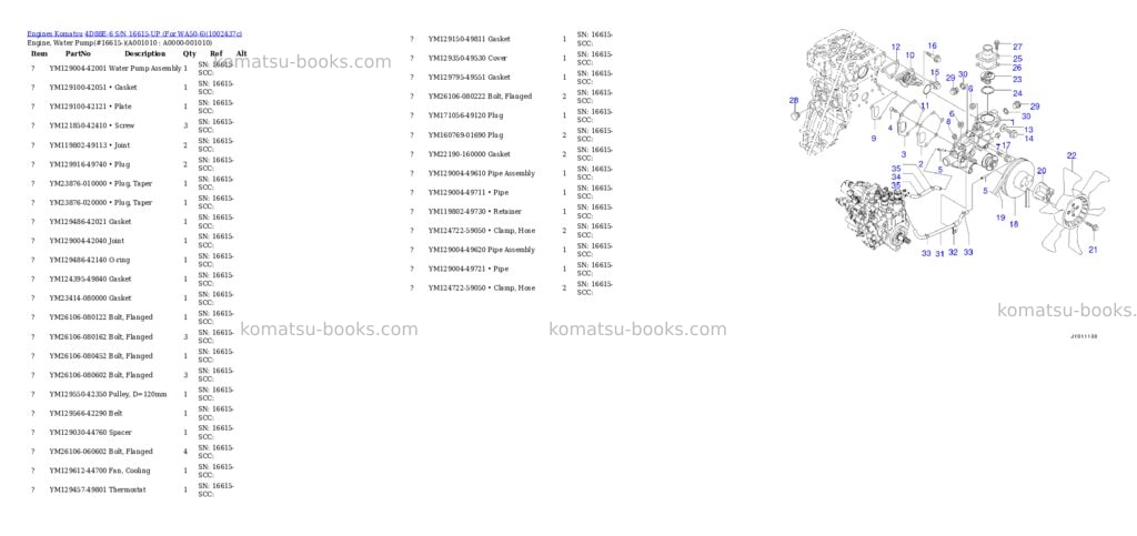 Komatsu 4D88E-6 S/N 16615-UP (For WA50-6) Parts catalog cover Page 10