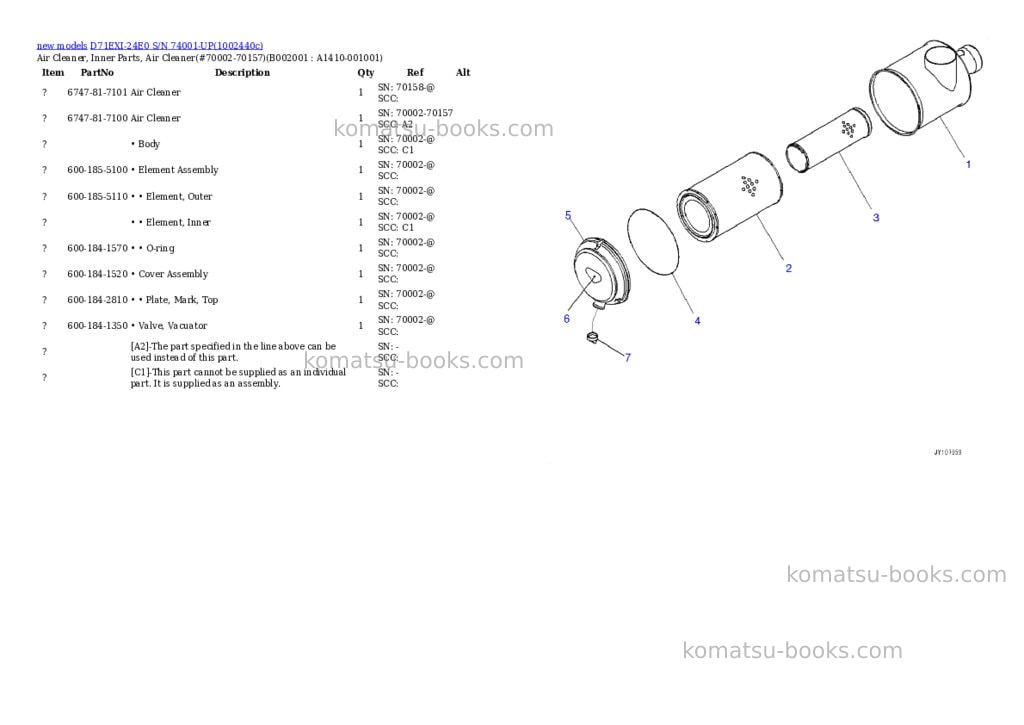 Komatsu D71EXI-24E0 S/N 74001-UP Parts catalog cover Page 6