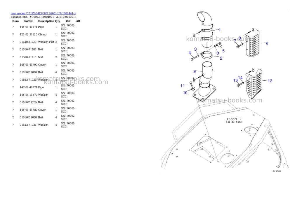 Komatsu D71PX-24E0 S/N 74001-UP Parts catalog cover Page 10