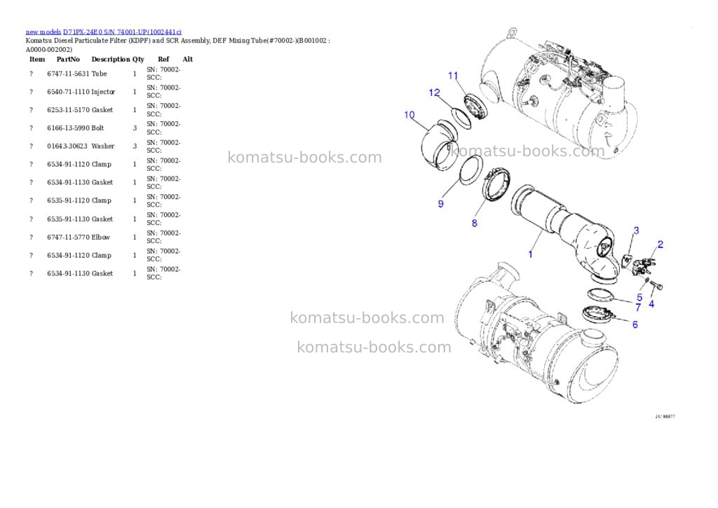 Komatsu D71PX-24E0 S/N 74001-UP Parts catalog cover Page 2