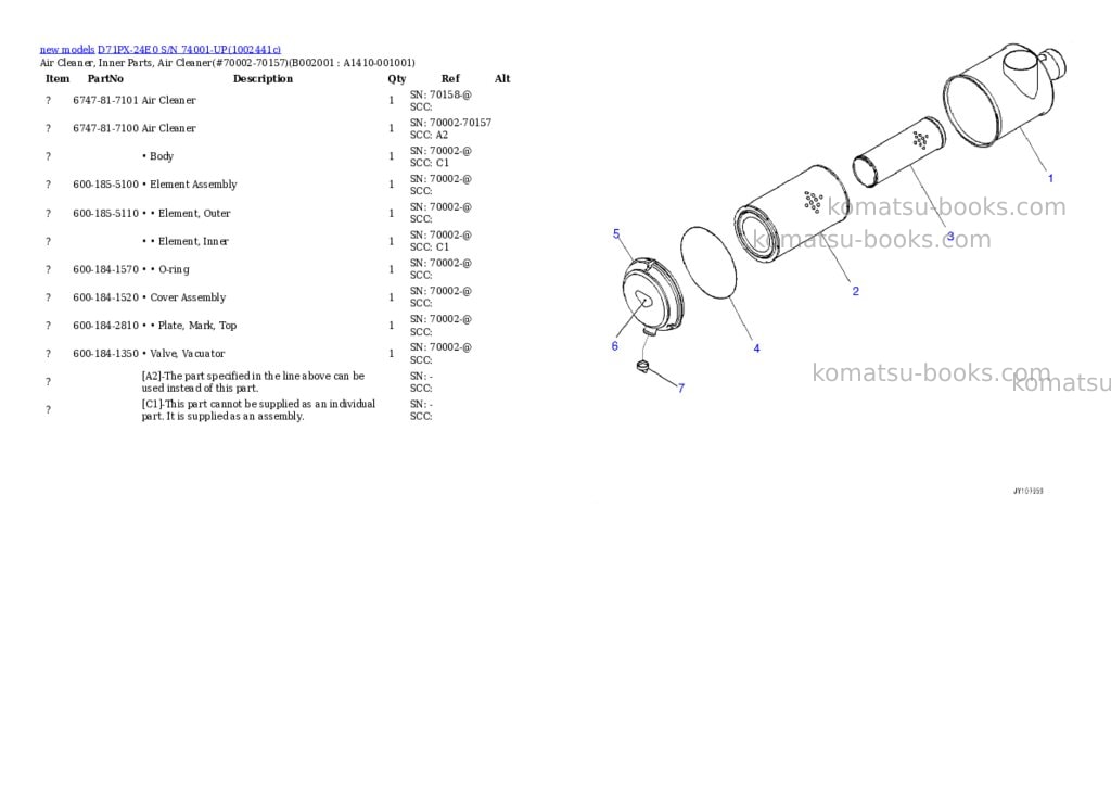 Komatsu D71PX-24E0 S/N 74001-UP Parts catalog cover Page 6