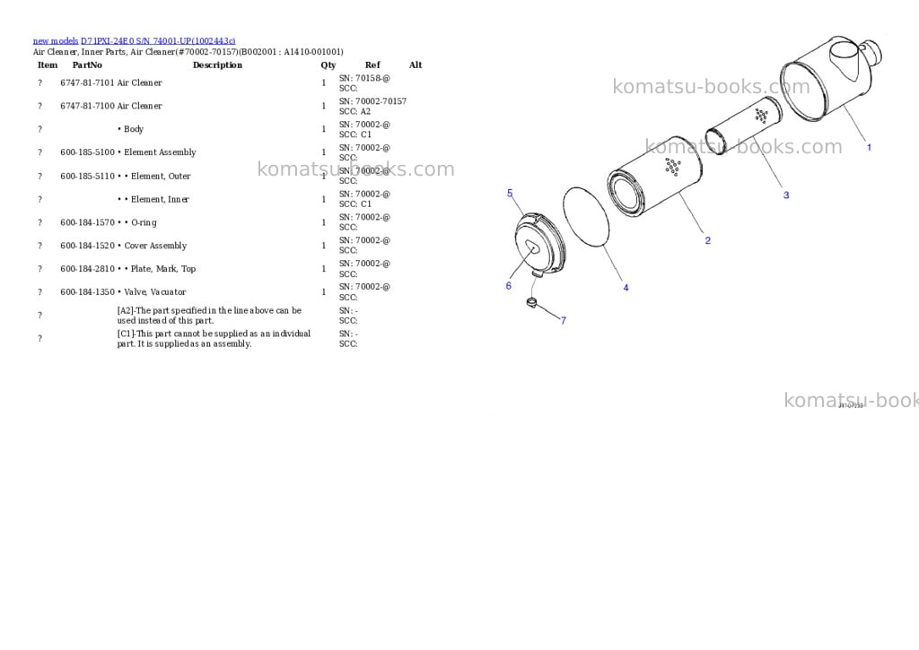 Komatsu D71PXI-24E0 S/N 74001-UP Parts catalog cover Page 5