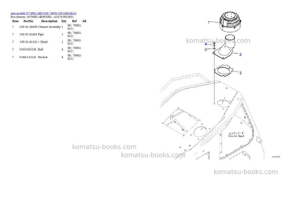 Komatsu D71PXI-24E0 S/N 74001-UP Parts catalog cover Page 8