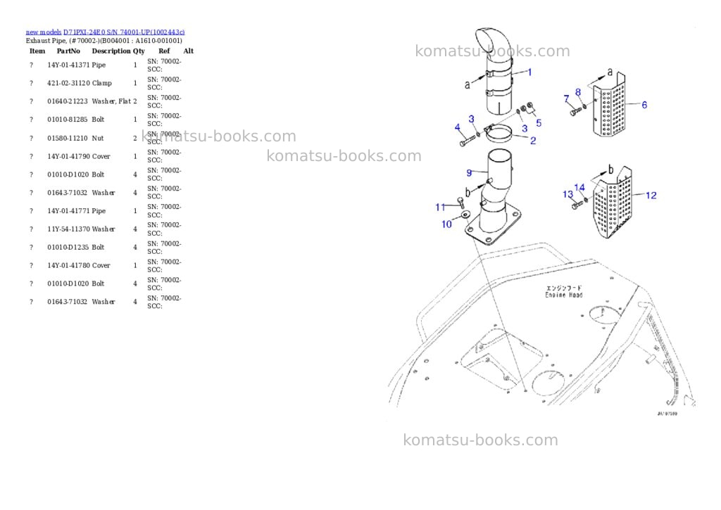 Komatsu D71PXI-24E0 S/N 74001-UP Parts catalog cover Page 9