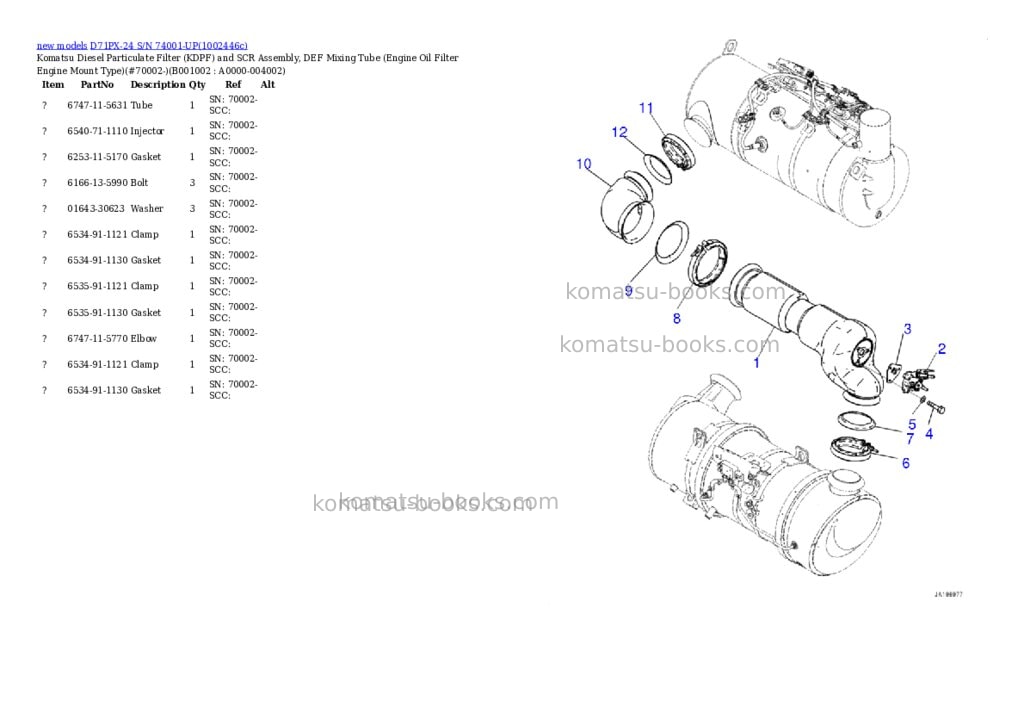Komatsu D71PX-24 S/N 74001-UP Parts catalog cover Page 2