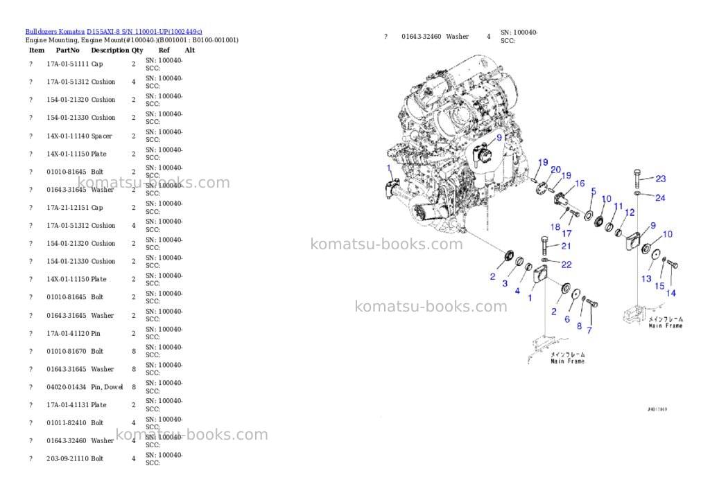 Komatsu D155AXI-8 S/N 110001-UP Parts catalog cover Komatsu D155AXI-8 S/N 110001-UP Parts catalog cover