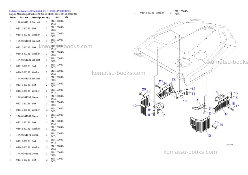 Komatsu D155AXI-8 S/N 110001-UP Parts catalog cover Page 2 Komatsu D155AXI-8 S/N 110001-UP Parts catalog cover Page 2
