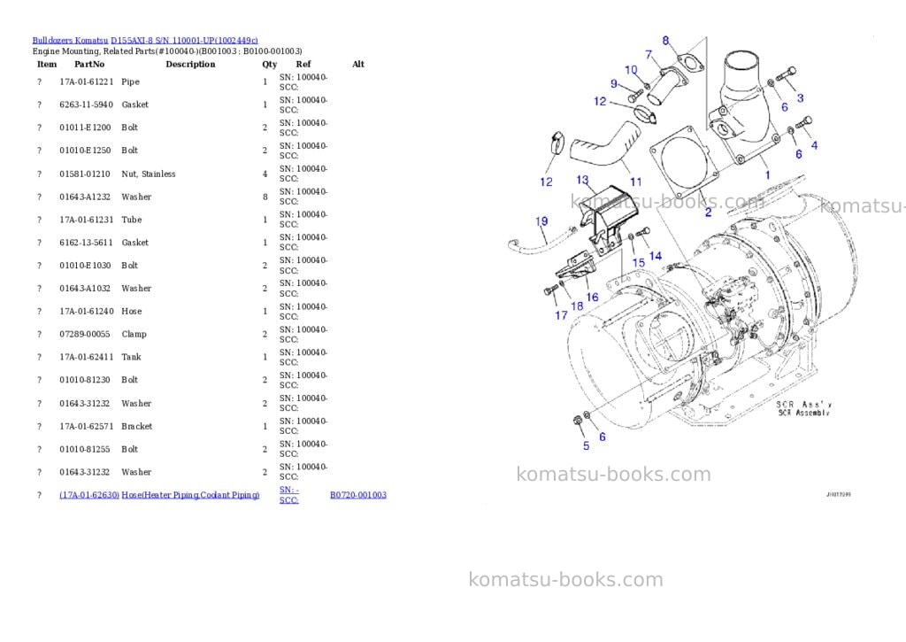 Komatsu D155AXI-8 S/N 110001-UP Parts catalog cover Page 3 Komatsu D155AXI-8 S/N 110001-UP Parts catalog cover Page 3