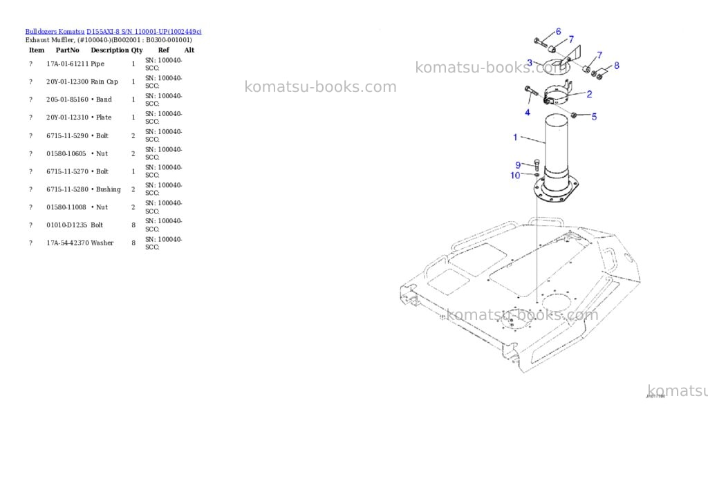 Komatsu D155AXI-8 S/N 110001-UP Parts catalog cover Page 4 Komatsu D155AXI-8 S/N 110001-UP Parts catalog cover Page 4