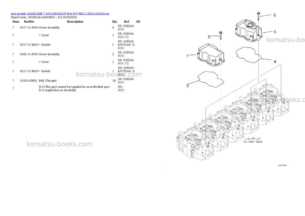 Komatsu SAA6D140E-7 S/N 830556-UP (For PC700LC-11E0/) Parts catalog cover Page 7 Komatsu SAA6D140E-7 S/N 830556-UP (For PC700LC-11E0/) Parts catalog cover Page 7