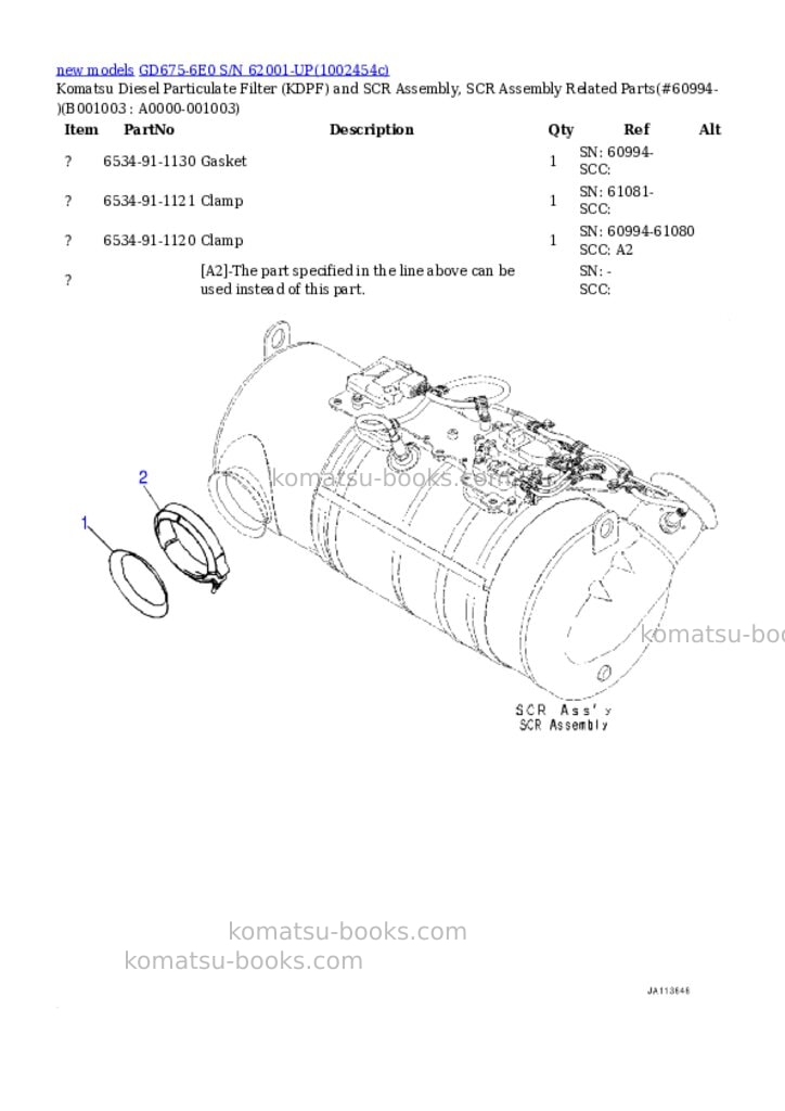 Komatsu GD675-6E0 S/N 62001-UP Parts catalog cover Page 3