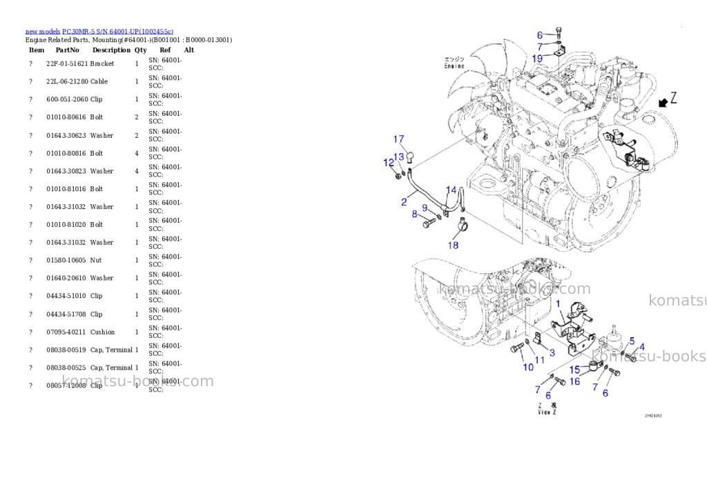 Komatsu PC30MR-5 S/N 64001-UP Parts catalog cover Komatsu PC30MR-5 S/N 64001-UP Parts catalog cover