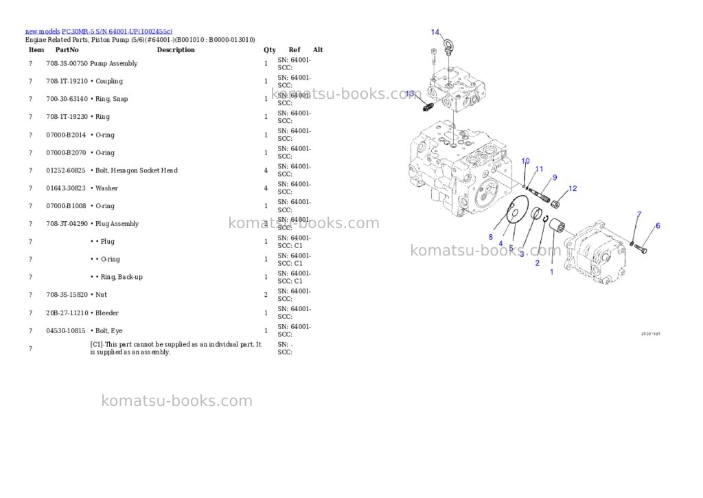 Komatsu PC30MR-5 S/N 64001-UP Parts catalog cover Page 10 Komatsu PC30MR-5 S/N 64001-UP Parts catalog cover Page 10