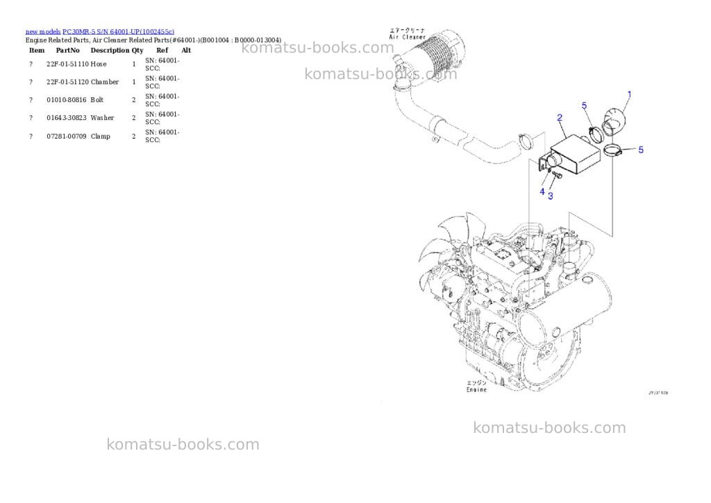 Komatsu PC30MR-5 S/N 64001-UP Parts catalog cover Page 4 Komatsu PC30MR-5 S/N 64001-UP Parts catalog cover Page 4