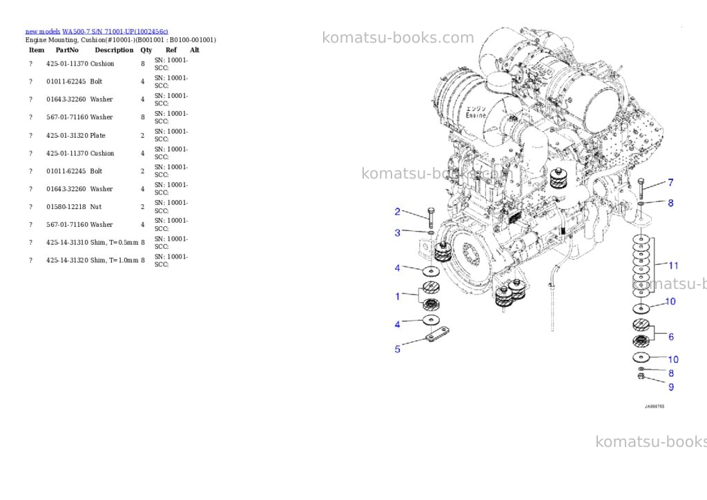 Komatsu WA500-7 S/N 71001-UP Parts catalog cover