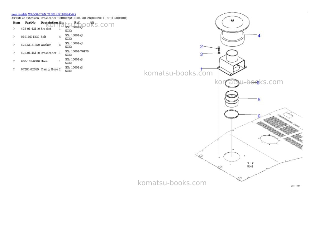Komatsu WA500-7 S/N 71001-UP Parts catalog cover Page 3
