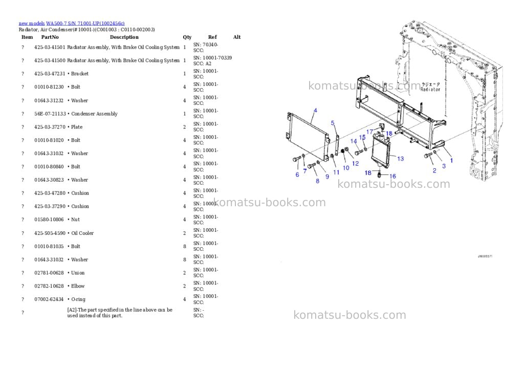 Komatsu WA500-7 S/N 71001-UP Parts catalog cover Page 9