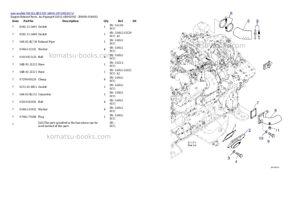 Komatsu HD325-8E0 S/N 56001-UP Parts catalog cover Page 8
