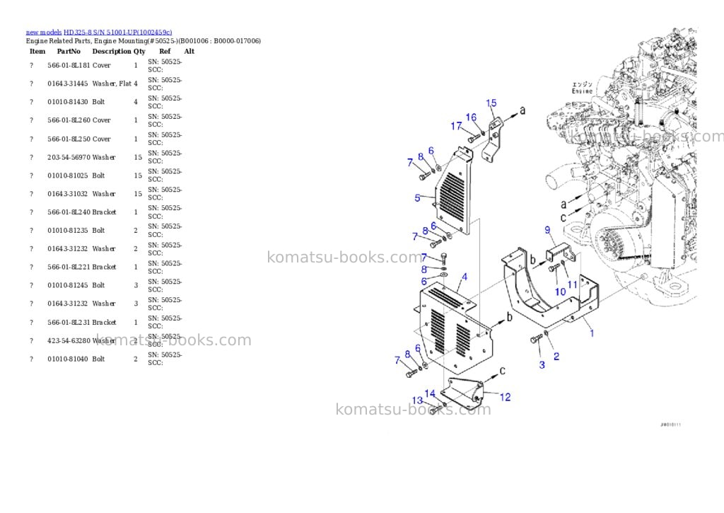 Komatsu HD325-8 S/N 51001-UP Parts catalog cover Page 6