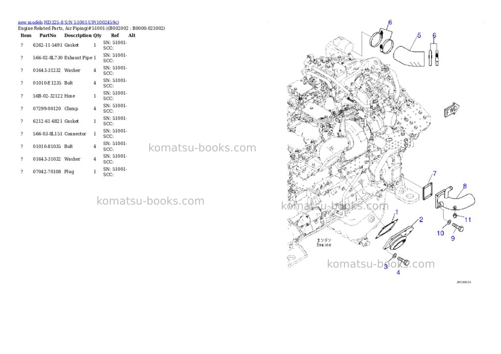 Komatsu HD325-8 S/N 51001-UP Parts catalog cover Page 8
