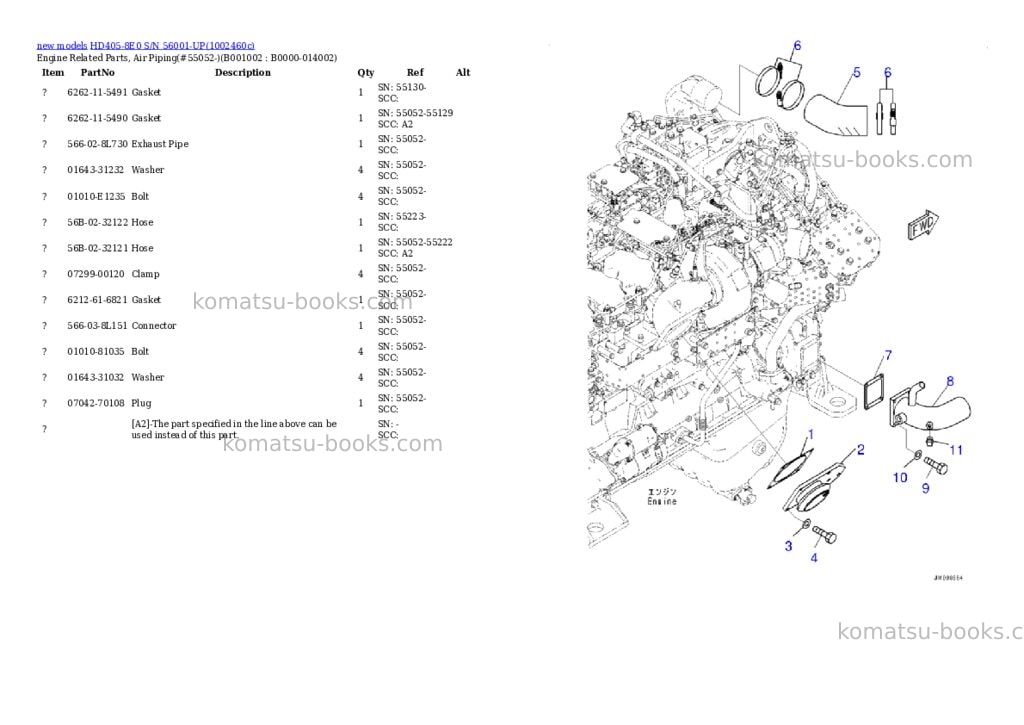 Komatsu HD405-8E0 S/N 56001-UP Parts catalog cover Page 2