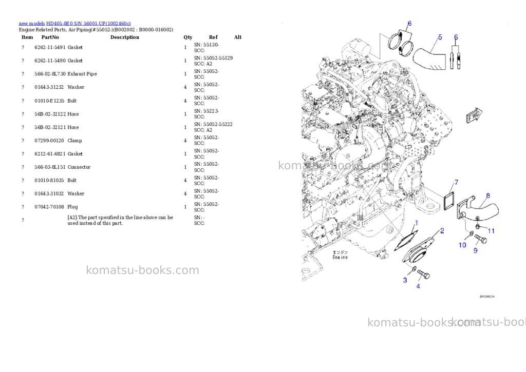 Komatsu HD405-8E0 S/N 56001-UP Parts catalog cover Page 8