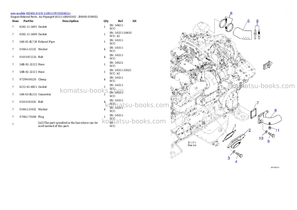 Komatsu HD405-8 S/N 51001-UP Parts catalog cover Page 2