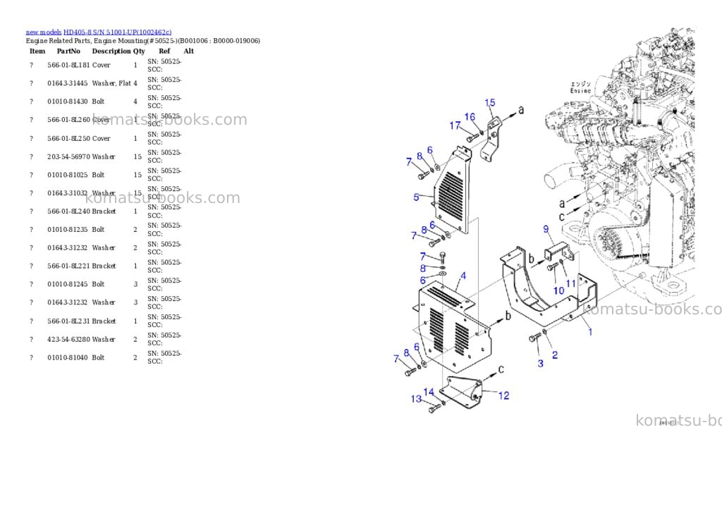 Komatsu HD405-8 S/N 51001-UP Parts catalog cover Page 6