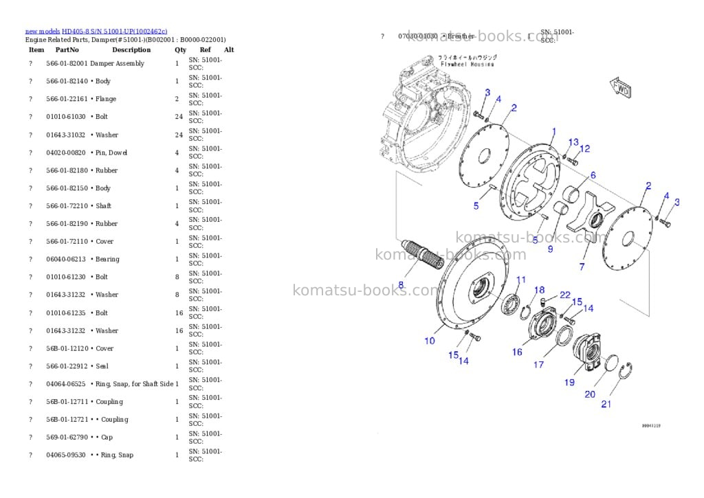 Komatsu HD405-8 S/N 51001-UP Parts catalog cover Page 7